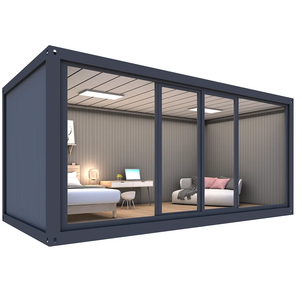 

Hot Sale Prefabricated Luxury Custom Design Homes One Side Glass Wall Sunroom Container House
