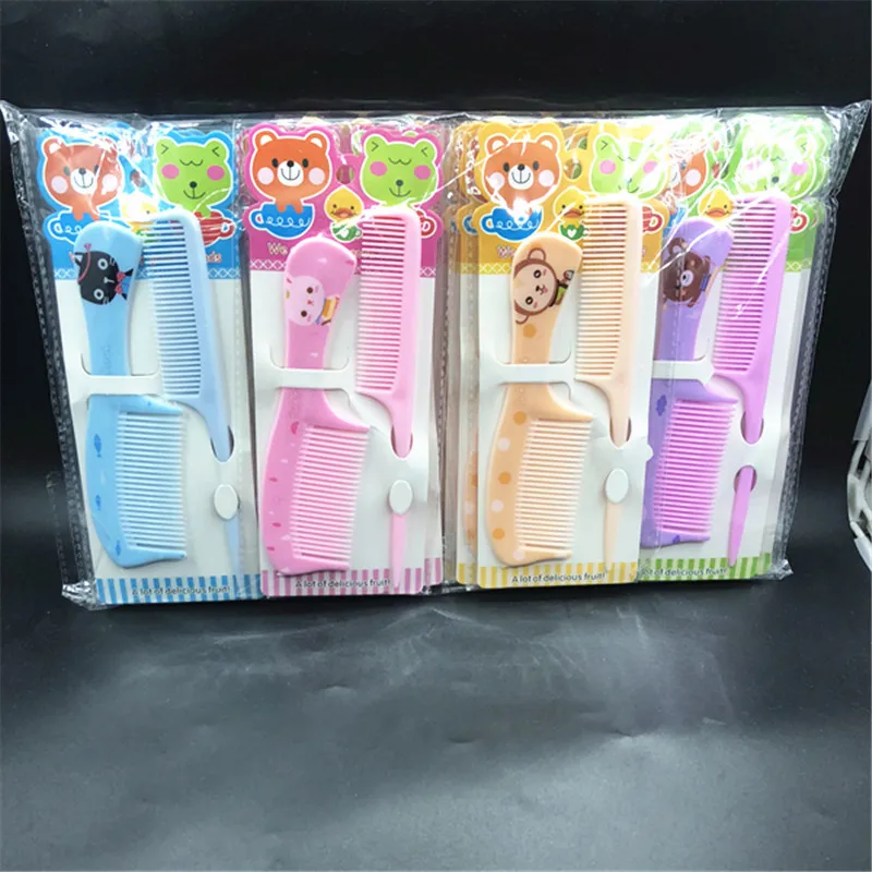 2Pcs/Set Kids Hair Combs Cartoon Animal Children Hairdressing Comb with Pointed Tail Girls Anti-Static Plastic Comb Random Color