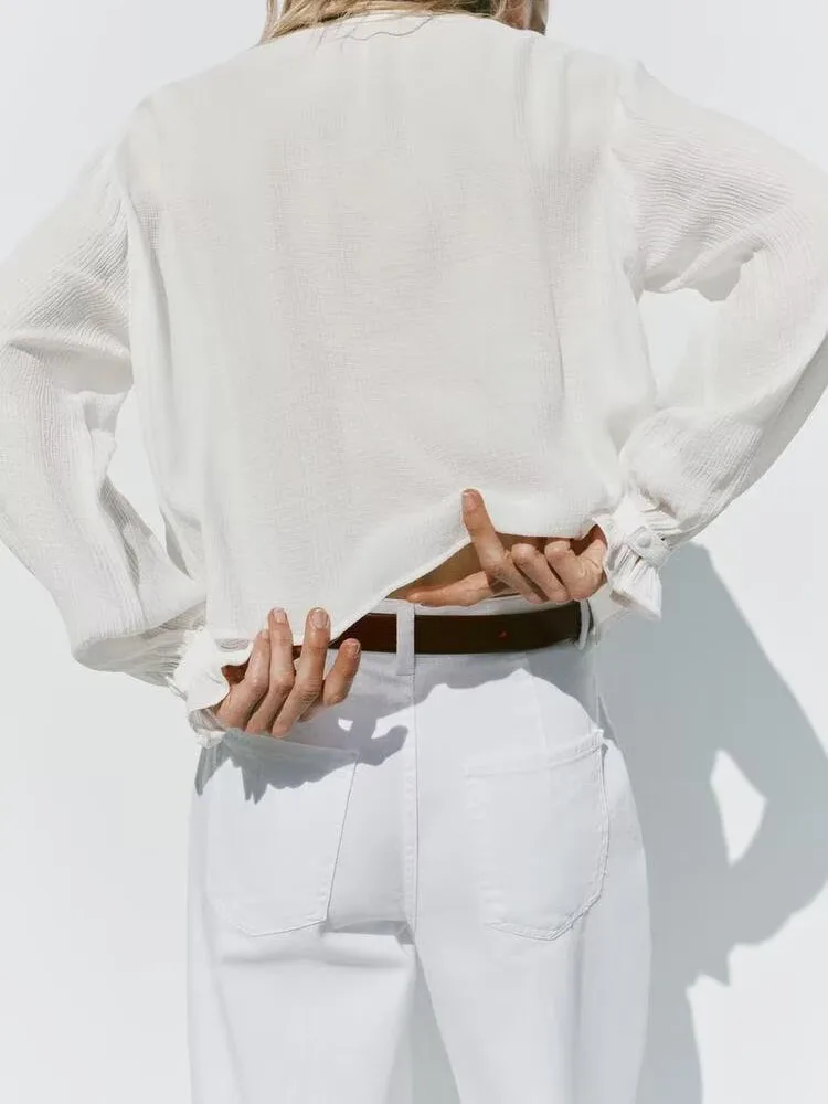 Casual Versatile Lungo Sve Pulsante singolo Ricamo cavo ort irt Traspirante Confortevole Primavera Autunno Inverno Donna...