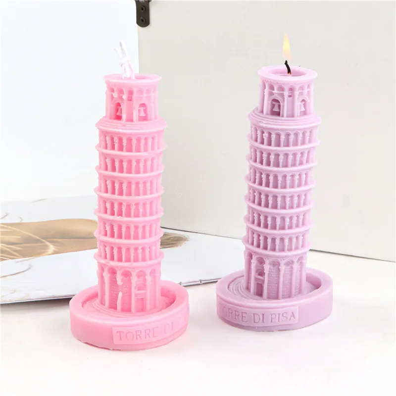 3D Church Candle Mold Leaning Tower of Pisa Handmade Candle Making Silicone Mold Aromatherapy Ornament Home Decor Torre di Pisa