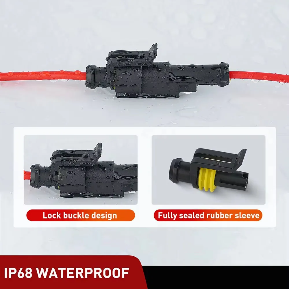 120 Stück 1-Pin-Elektrosteckverbinder, männliche und weibliche Anschlussklemmen, wasserdichtes Verbindungsset, geeignet für Automobile – Detail 5