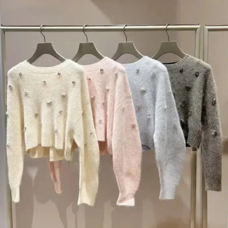 Pull Chic à Manches sulfet Col Rond pour Femme, Vêtement d'Extérieur Fendu dans le Dos, Style Japonais, Collection Hiver 2025