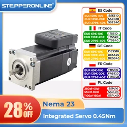 STEPPERONLINE 130W Nema 23 Integrated Servo Motor 0.45Nm with Driver iSV57T-130S 3000RPM 20-50VDC Brushless DC Servo Motor