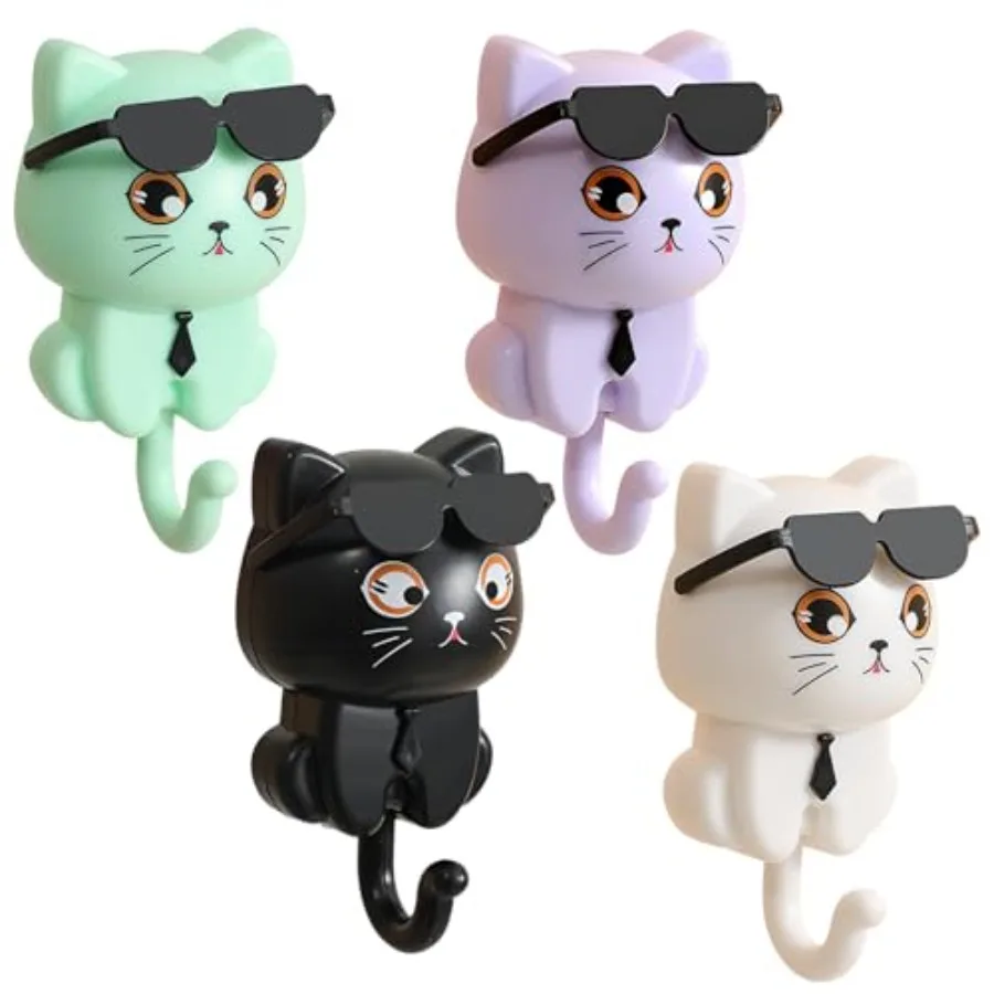 Cute Cat Wall Mounted Key Holder Hooks