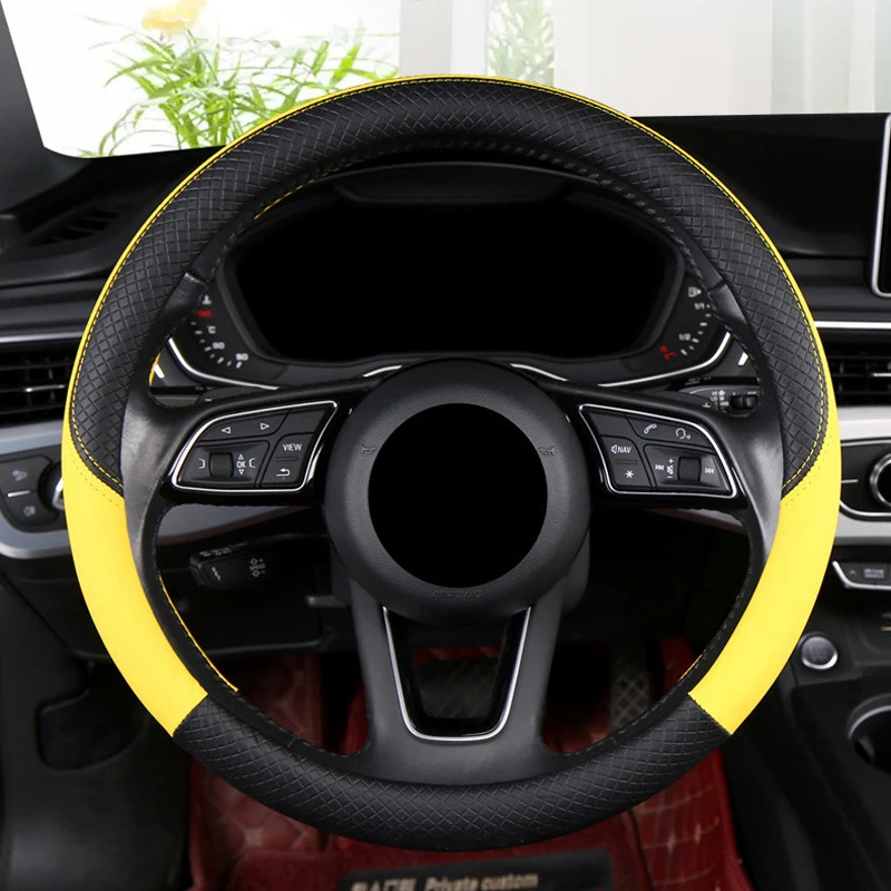 Car Truck Lorry Van Bus Auto Steering Wheel Cover Braid On Steering-Wheel For 36 38 40 42 45 47 50 CM Yellow Purple Styling