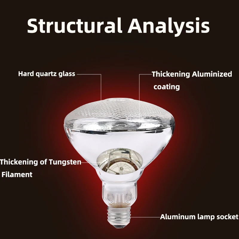 220V Red and Transparent Plant Heating Lamps for Farm and Farm Poultry are Suitable for Heating Plants Animals and  Reptiles Too