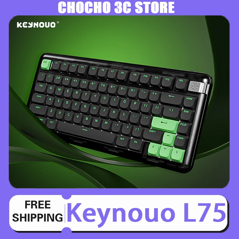 Keynouo L75 Mechanical Keyboard Tri Mode Wireless Keyboard Custom Low Profile Portable Thin Keyboard Office Pc Gamer Accessories