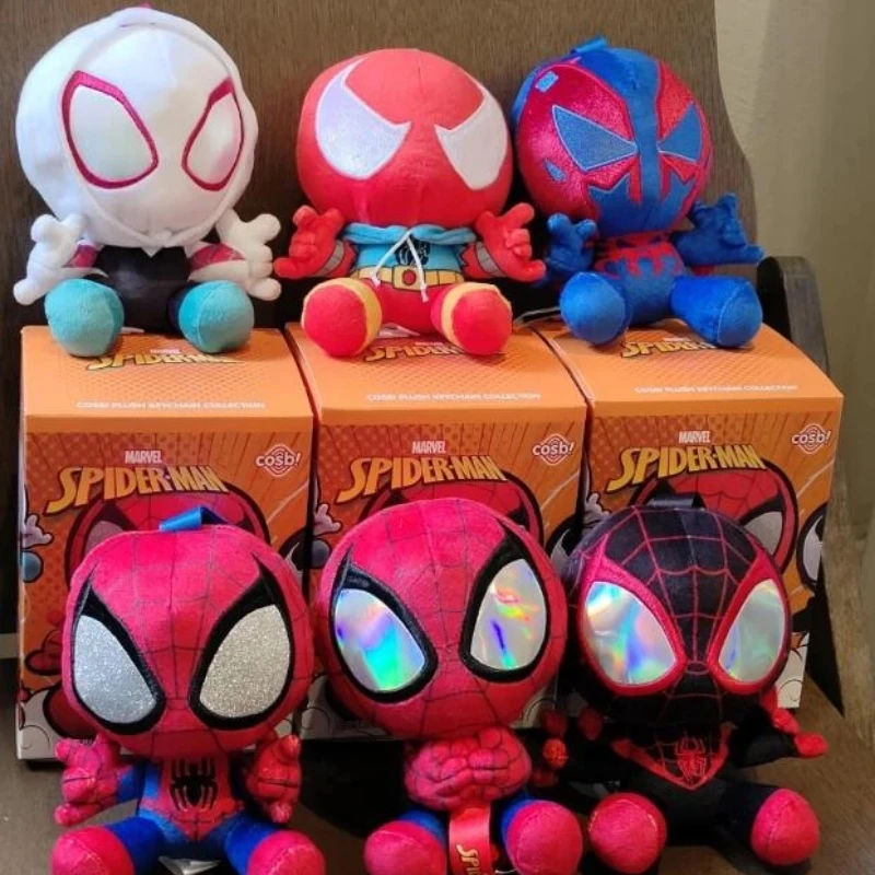 Autentici Hottoys Spider-Man Cosbi Blind Box Peluche Portachiavi Regalo Desktop Raccolto Mistero Trendy Surprise Regali per bambini