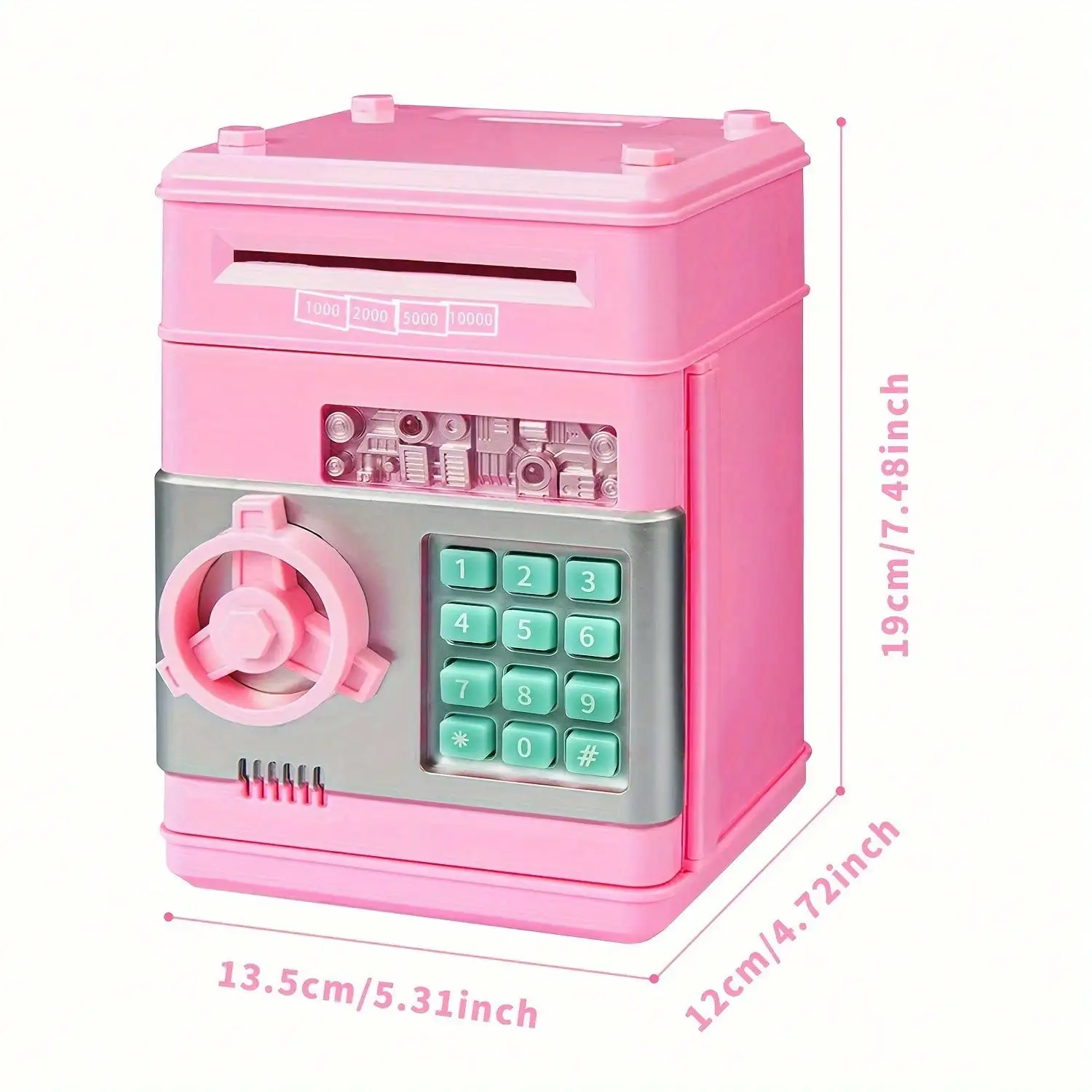 Kids Mini ATM Piggy Bank,Electronic Cash Coin Saving Money Box,Simulation ATM Savings Bank Toy,Fun Educational Money‑Management Toy,Great Birthday Holiday Gift for Boys Girls Ages 3‑12 view 2