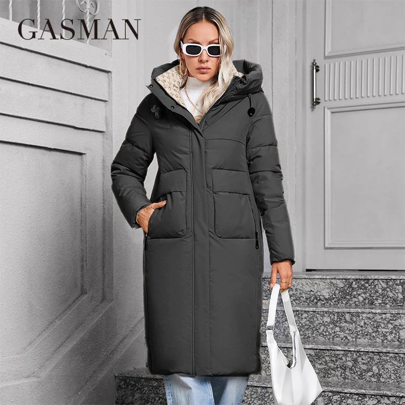 GASMAN 2024 Women\'s winter jacket fashion long Big pocket Coat women brand high-quality parka windproof warm down jackets 83323