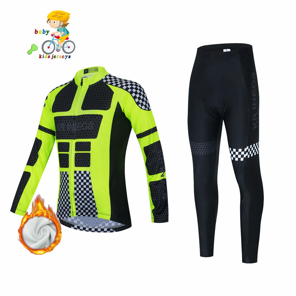 

Thermal Fleece Cycling Kit for Kids, Long Sleeve Clothing, Road Bike Clothes for Children, Outdoor Uniform, 2020 Winter