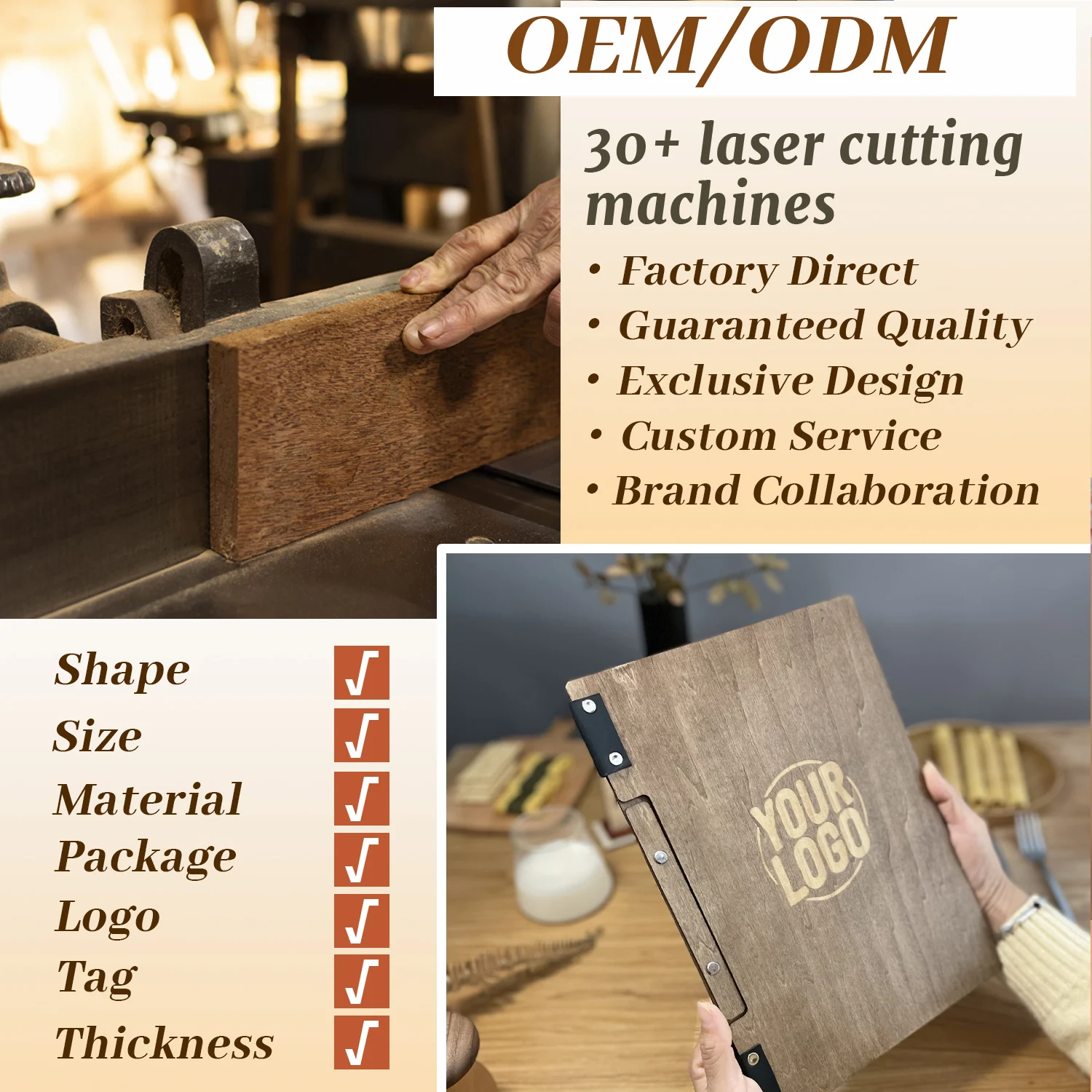 Custom A4/A5 Acrylic Wood Grain Menu Price List Display Stand for Milk Tea & Coffee Shop Order Sign Board Advertising Table Sign