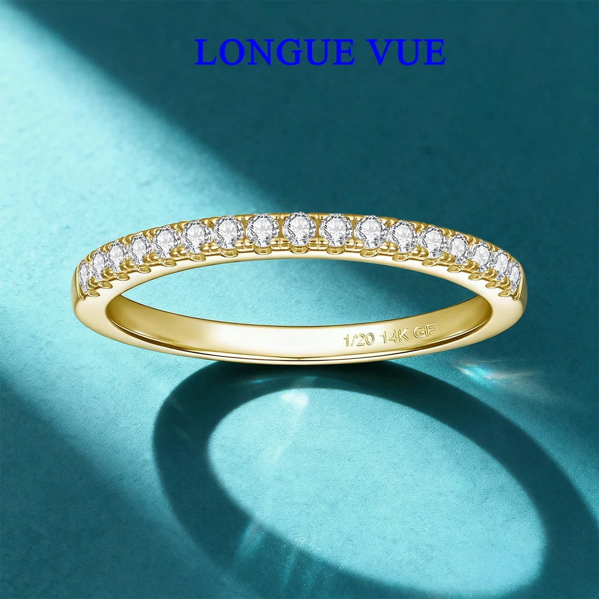 

Beautiful 14K Gold Filled Thin Ring Slim Sparking Moissanite Stackable Rings for Women Party Finger Jewelry Accessories