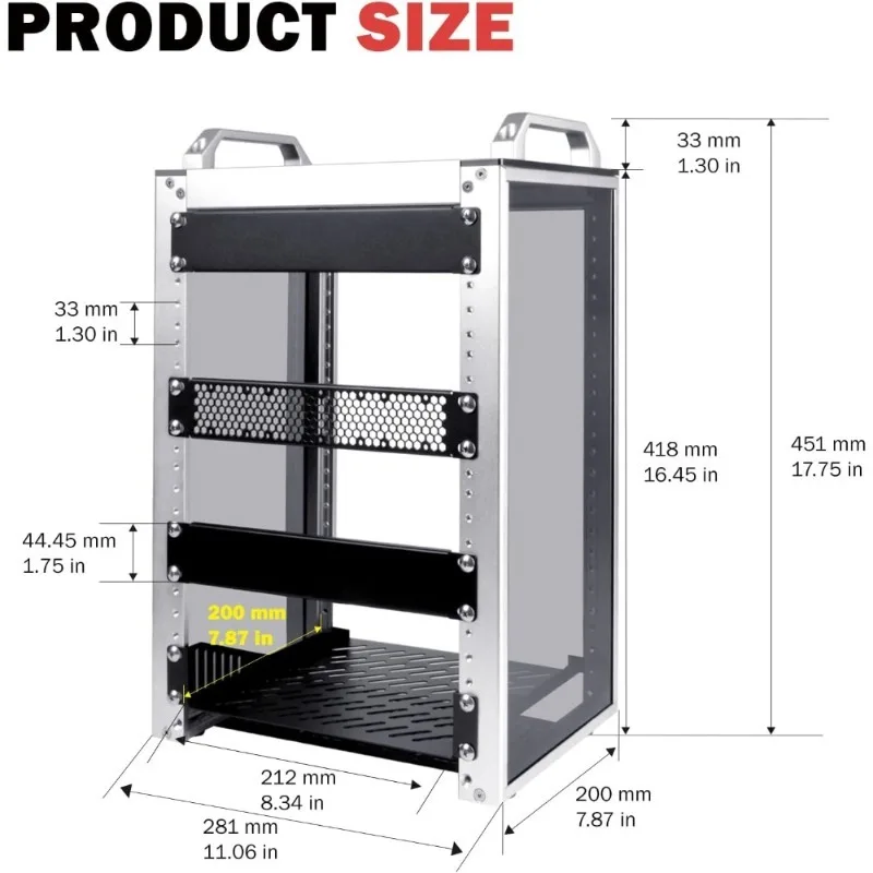 8U Server Rack Cabinet 10 Inch Depth for Network Server Audio Video Equipment Rackmount