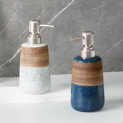 420ml Vintage Ceramic Soap Dispenser Luxury Press Type Hand Sanitizer Bottle Bathroom Toilet Shampoo Lotion Bath,Separate Bottle