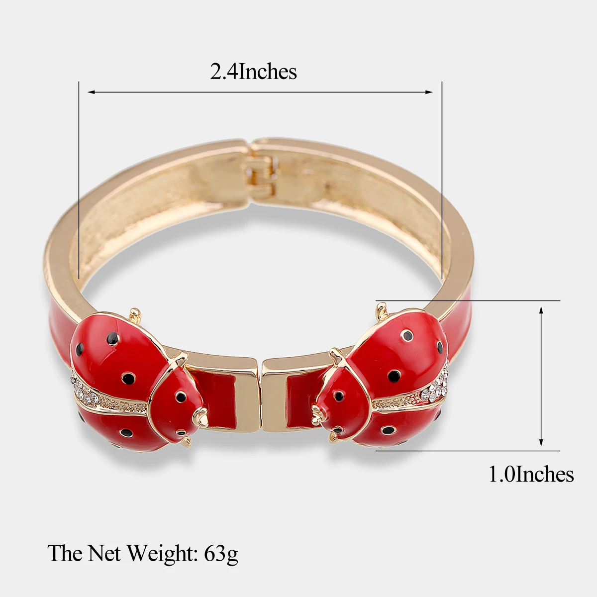 Unique Design Enamel Colorful Ladybrids Bracelet Bangle Gold Plated Statement Fashion Open Bracelet for Girls 7 Colors