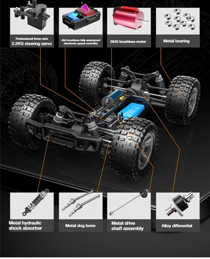 1:10 Scale 4WD High Speed RC Car Brushless Off Road Short Course Racing Remote Control Vehicle Model