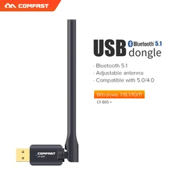 Adaptador Dongle Bluetooth USB con antena para PC, altavoz, ratón inalámbrico, Audio, receptor, transmisor, BT5.1, controlador gratuito