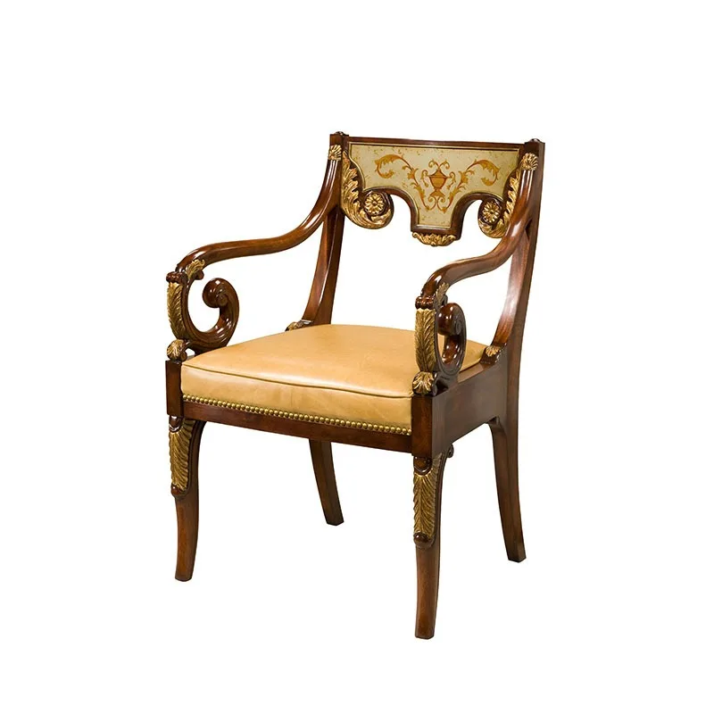 Hand-painted lounge chair, neoclassical leather rivet book chair furniture