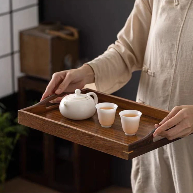 

Поднос ручной работы из натурального орехового дерева, многофункциональный, для сервировки, декоративный подарок для дома, кухни, кафе, офиса, для хранения