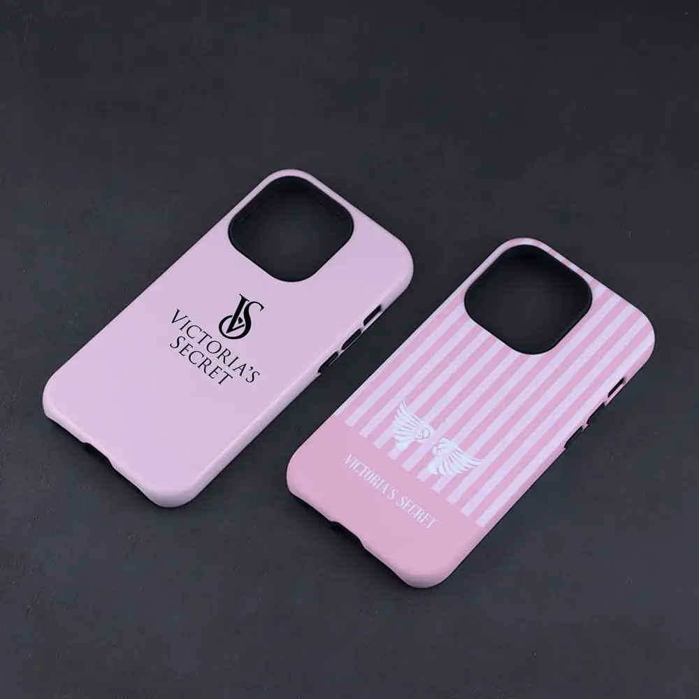 Victoria s-secret VS funda de teléfono rosa para IPhone 16 15 14 13 12 11 Pro Max 11MINI 16e cubierta de película HD brillante
