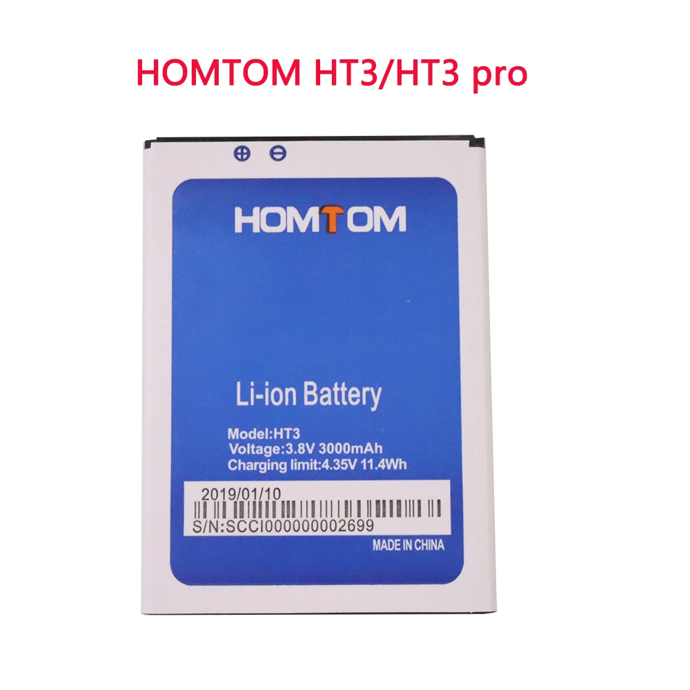 

New 3000mAh Battery For HOMTOM HT3 / HT3 Pro Cell Mobile Smart Phone Bateria Accumulator Replacement Batteries