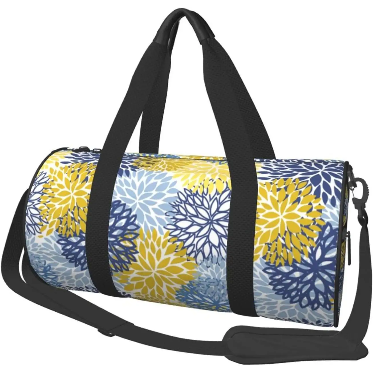 

Blue Yellow And Navy Chrysanthemum Flowers Sports Gym Bag Daisy Floral Travel Duffel Bag Shoes Compartment For Men Women