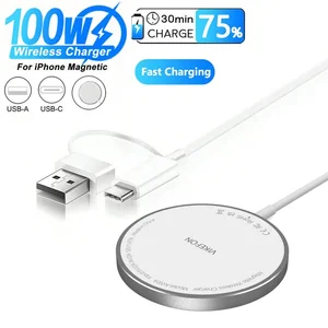 Bantalan Pengisi Daya Nirkabel Magnetik 100W USB + Tipe C untuk Magsafe iPhone 16 15 14 13 12 Pengisi Daya Stasiun Dok Pengisi Daya Cepat Pro Max 12 pengisi daya magsafe iphone penjualan terbaik - №