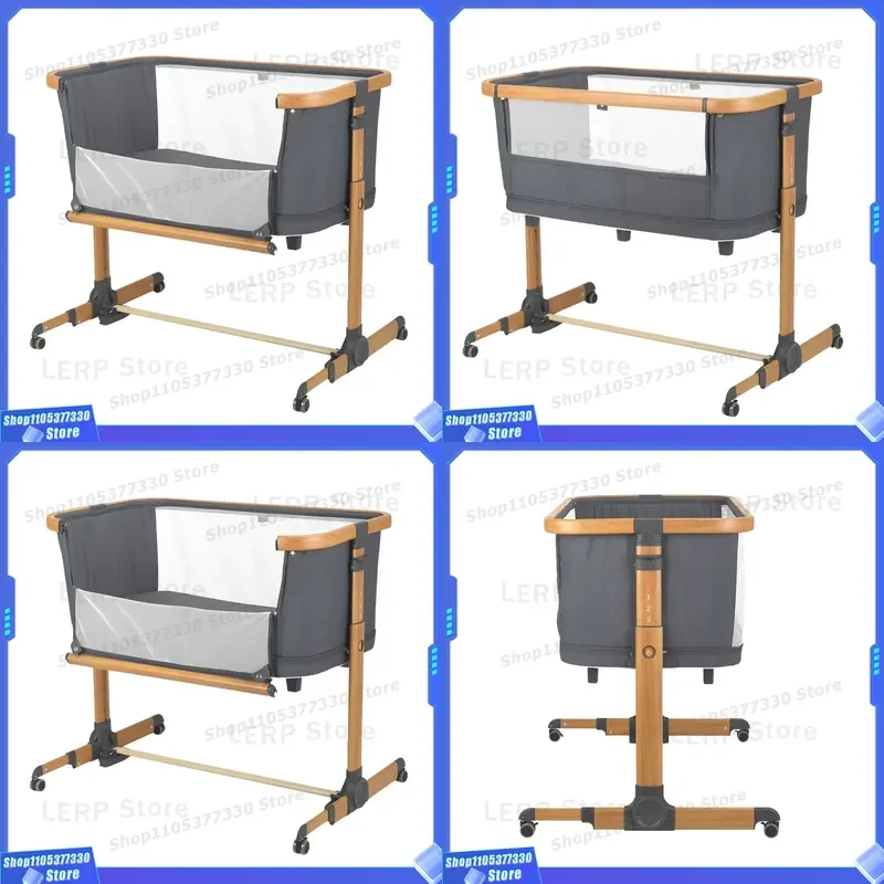Portable Metal Baby Cradle Newborn Splicing Queen Bed Multifunctional Mobile Crib Modern Design for Hotel Dining Room Use