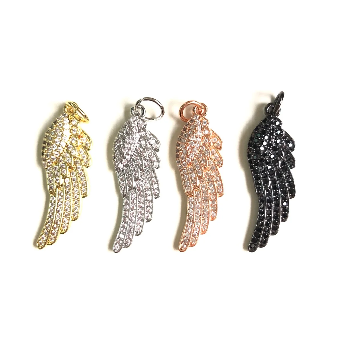 5pcs Zirconia Pave Angel Wing Pendant Charms for Women Bracelet Girl Necklace Earring Keychain Making Handmade Jewelry Accessory