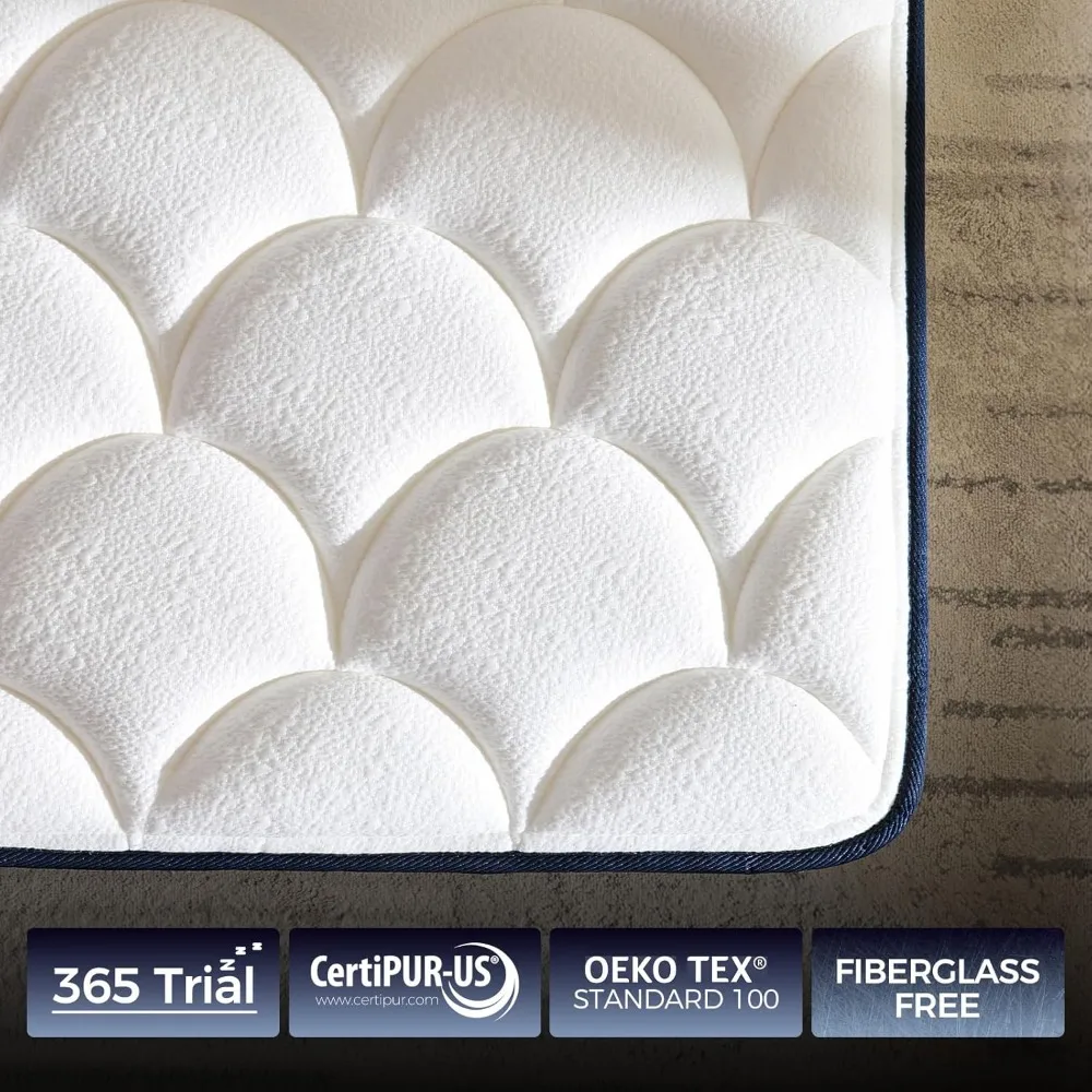 Colchão híbrido Queen médio firme de 14 polegadas com espuma viscoelástica e molas com bolsos