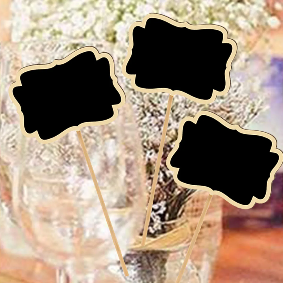 20Pcs Wooden Blackboard Toppers Mini Chalkboard Signs Garden Plant Tags Flower Labels Message Boards for Table Numbers Messages