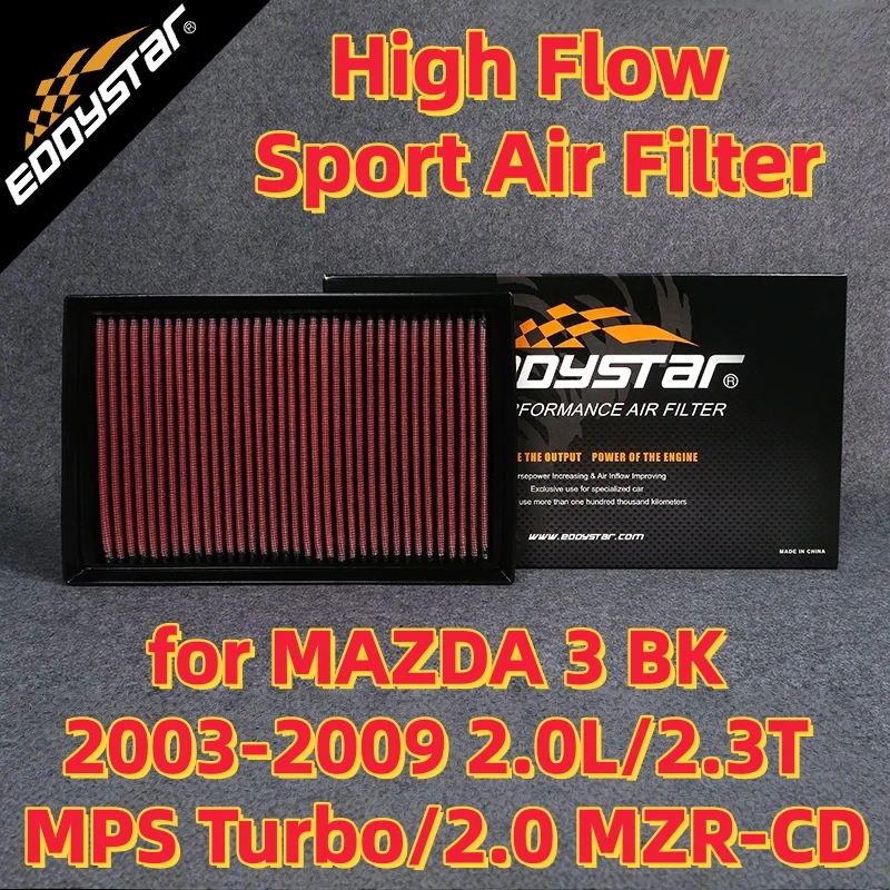 Спортивный воздушный фильтр с высоким расходом для MAZDA 3 BK 2003-2009 2,0 л/2,3 т MPS Turbo/2,0 MZR-CD моющиеся гоночные впускные фильтры