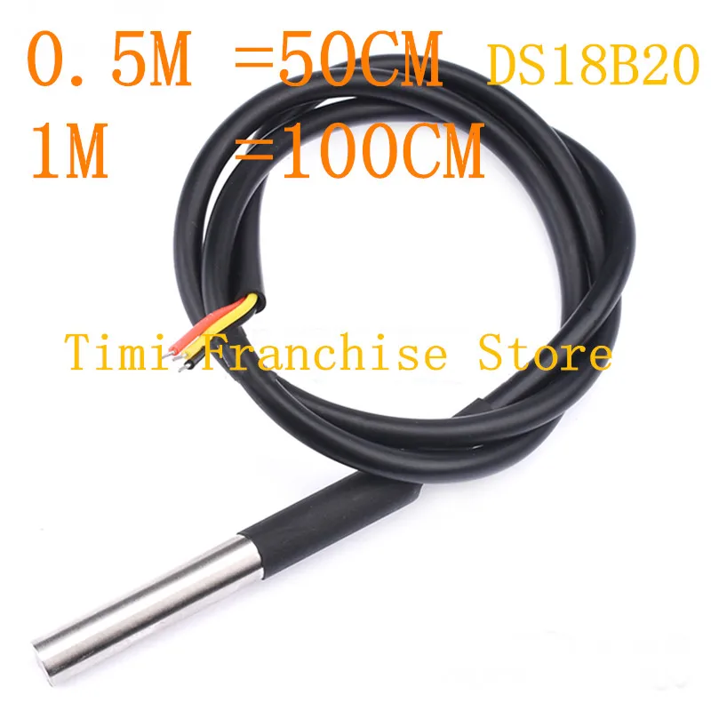 1PCS DS1820 Stainless steel package Waterproof 0.5M 1M 50CM 100CM DS18b20 temperature probe temperature sensor 18B20 For Arduino