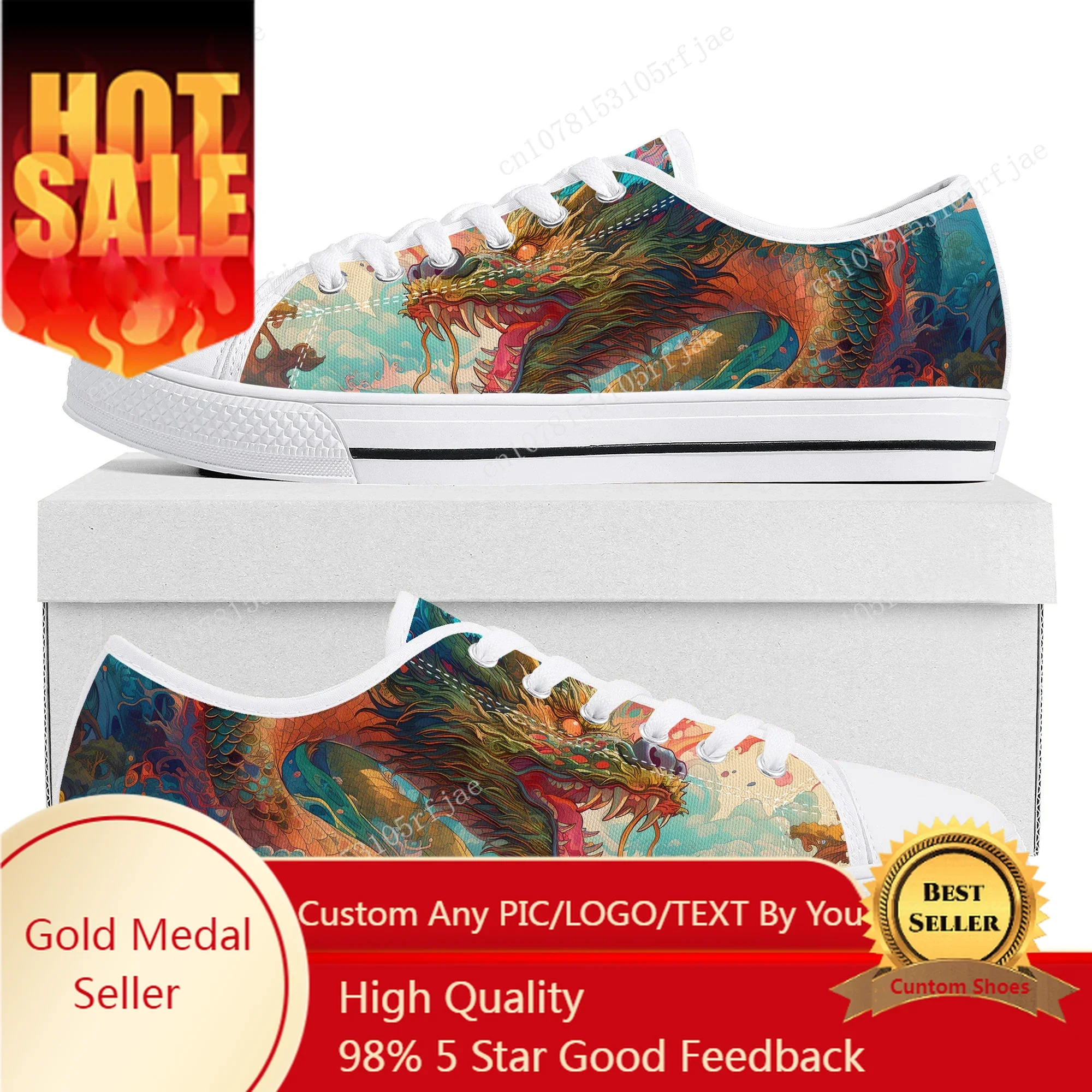 

Chinese Dragon Tradition Animals Low Top Sneakers Womens Mens Teenager Canvas Sneaker Couple Custom Built Shoes