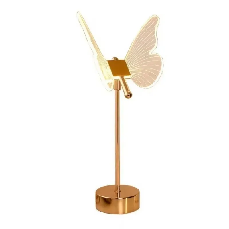 Light luxury modern simple acrylic metal butterfly desk lamp atmosphere night light bedroom girl room bedside decoration