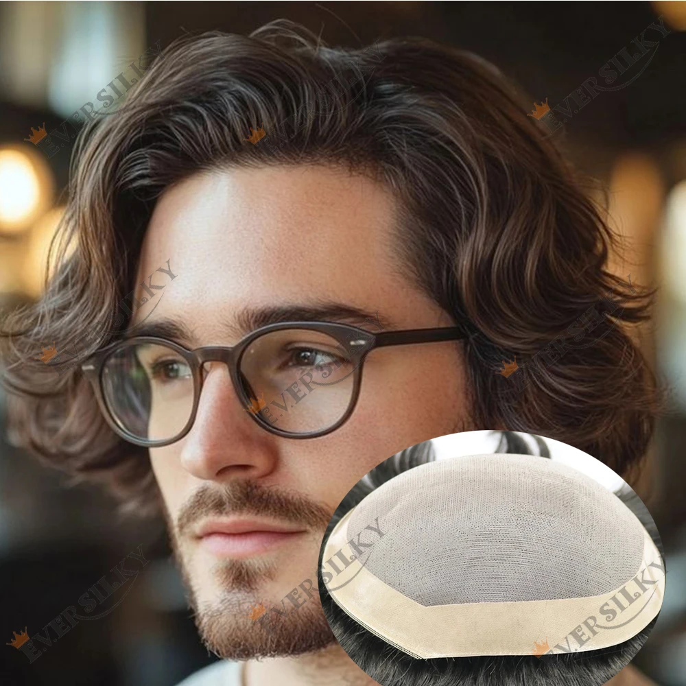 الرجال # 4 شقراء براون شعري طبيعي دائم الشعر المستعار أحادية و NPU ذكر خصلات الشعر المستعار الإنسان 6 بوصة رجل مستقيم/متموجة نظام الاصطناعية