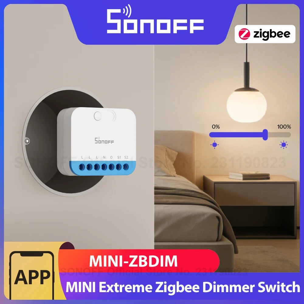 SONOFF MINI-ZBDIM Extreme Zigbee Smart Dimmer Switch Ampia compatibilità di illuminazione Monitoraggio dell'alimentazione in tempo reale Protezione da surriscaldamento