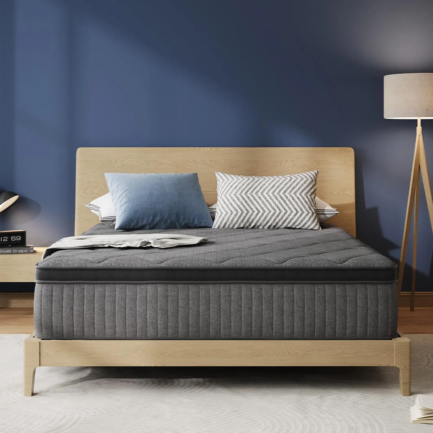 Twin Mattress 10 Inch, Medium Firm Hybrid with Coils and Gel Memory Foam for Cool Sleep and Pressure Relief