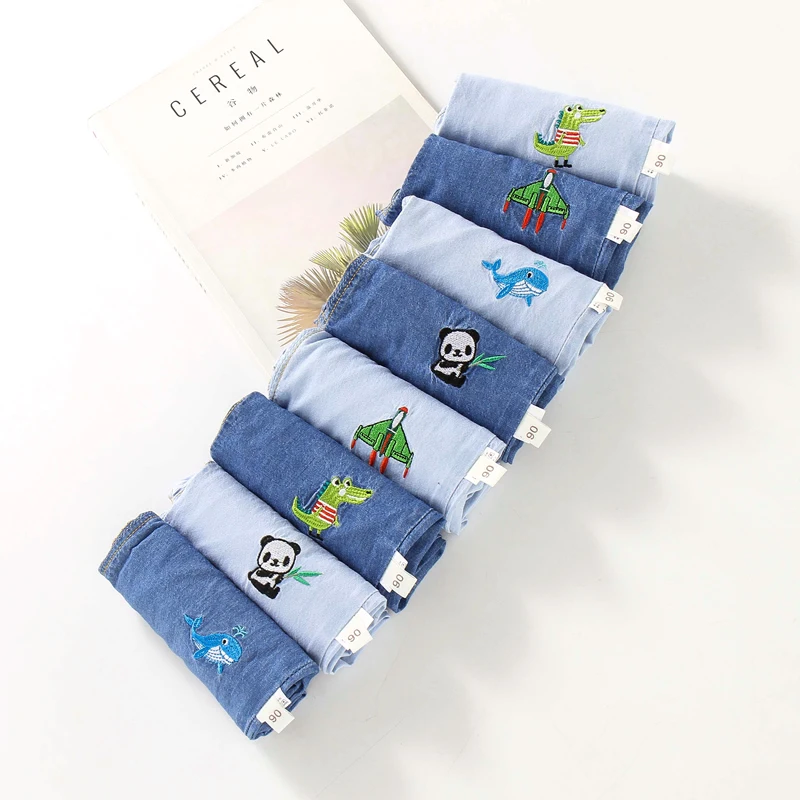 Summer Simple Children\'s Jeans Korean Baby Boys Girls Loose Casual Pants Cartoon Animals Toddler Trousers Bottoms 1 To 5 Years