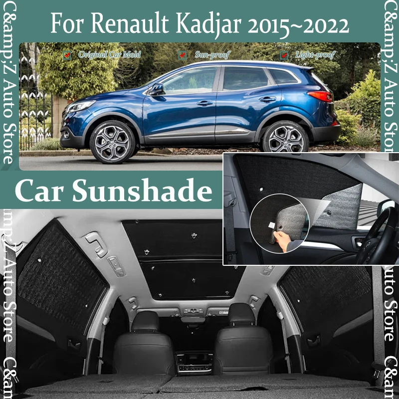 

Car Sunshade Visor For Renault Kadjar 2015-2022 Anti-UV Windshields Silver Black Pads Window Sun Shades Covers Auto Accessoires