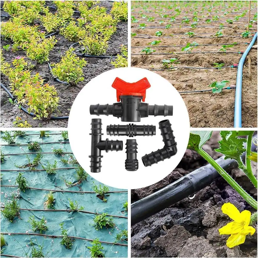 16mm Pipe Connector Kit Drip Irrigation Fittings Elbow Tee Valve Plug For Garden Lawn Watering System Accessories