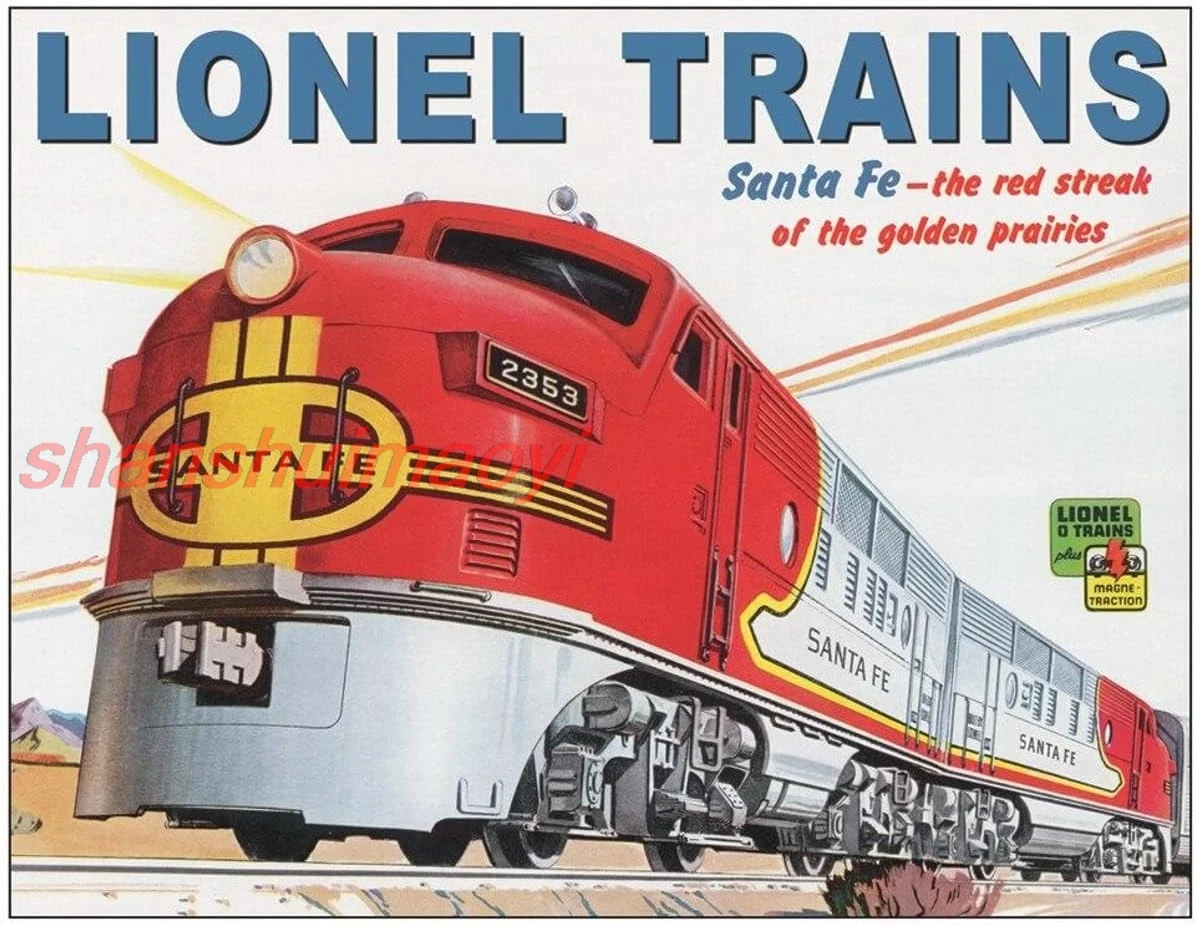 Desperate Enterprises Lionel Trains Santa Fe Tin Sign - Nostalgic Vintage Metal Wall Décor - Made in USA sign