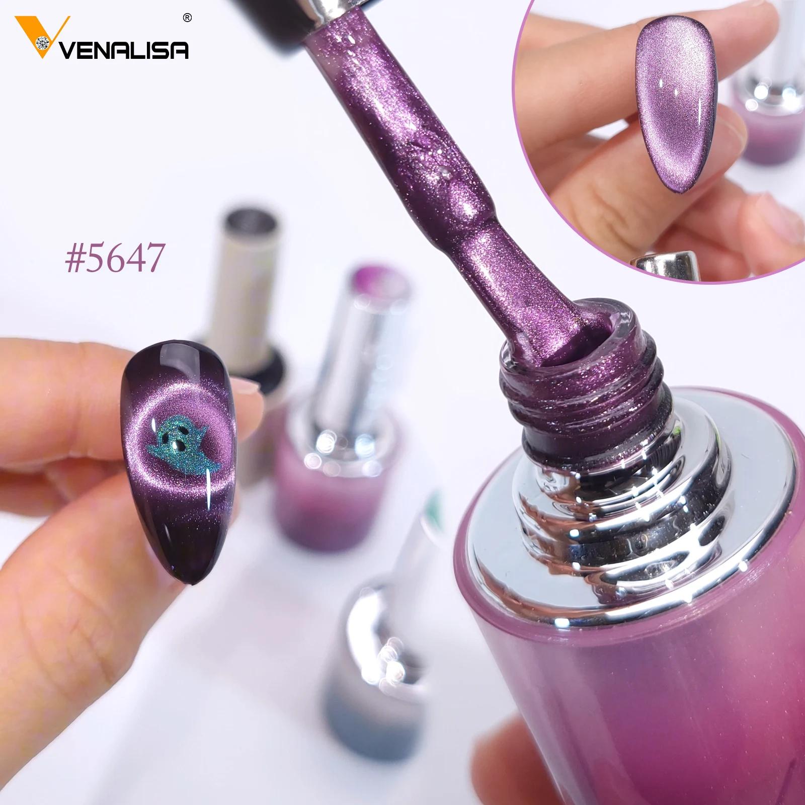 

Round Brush Venalisa 1pc*10ml Nail Gel Polish Soft Texture Hema TPO Free Soak Off Sparkle Cat Eye Gel Varnish Set Color Palette
