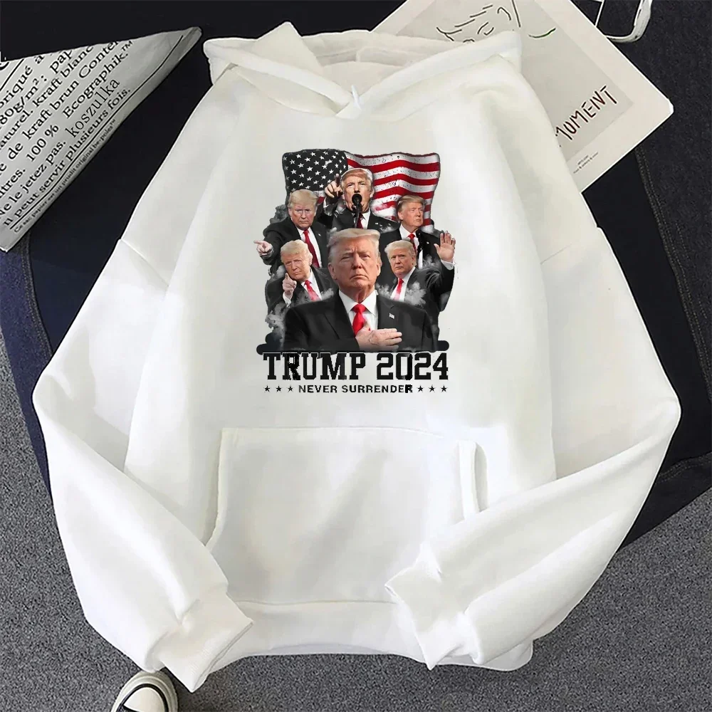 I Support Liberty Trump Felpa con cappuccio con stampa Moda Autunno Donna Casual Maniche lunghe Streetwear Pullover Top Felpa unisex Harajuku