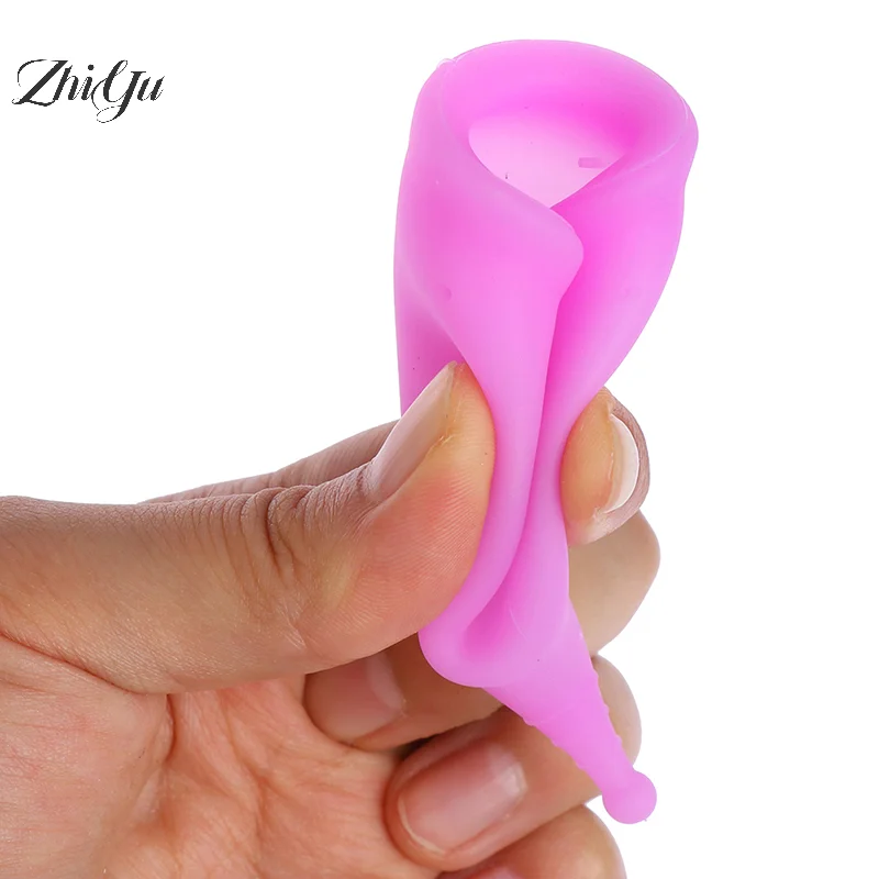 Reusable Medical Silicone Soft Menstrual Women Period Cup Size Small Large Pads