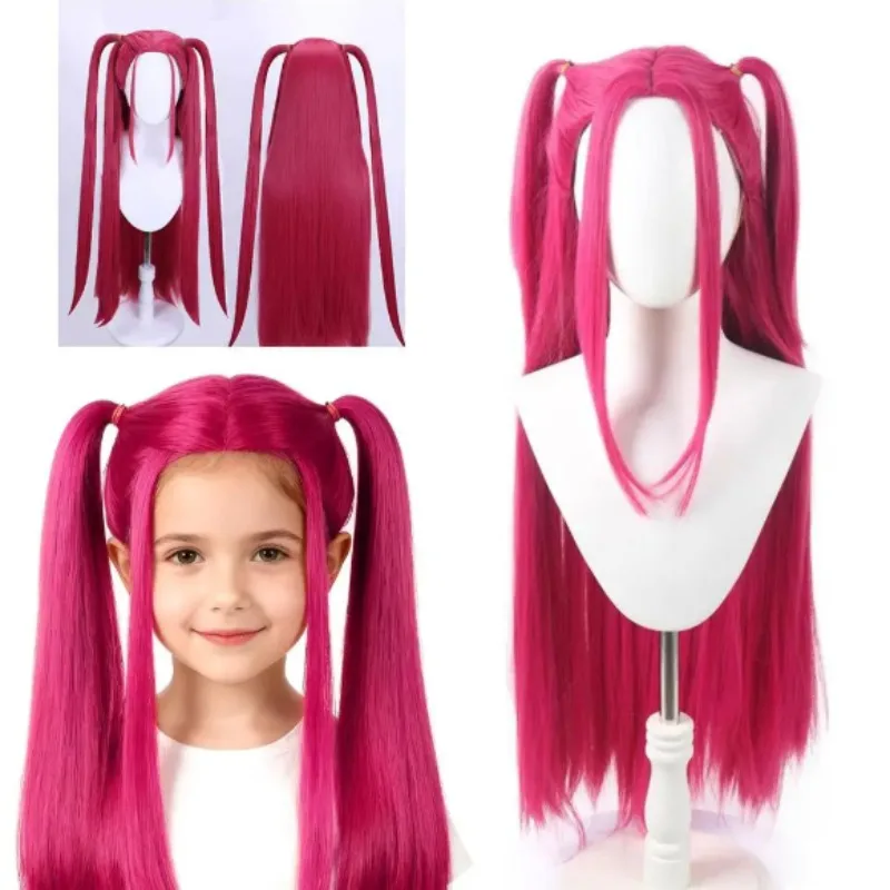 33.5-inch Purple Long Braid With Side Ponytail Integrated Tiger Mouth Clamp Children's Wig Halloween Costume Party Anime Cospla image 3
