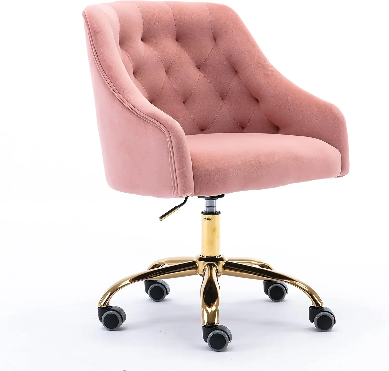 Comfy Home Office Task Chair with Wheels, Cute Modern Upholstered Velvet Seashell Back Adjustable Swivel Vanity Desk Chai