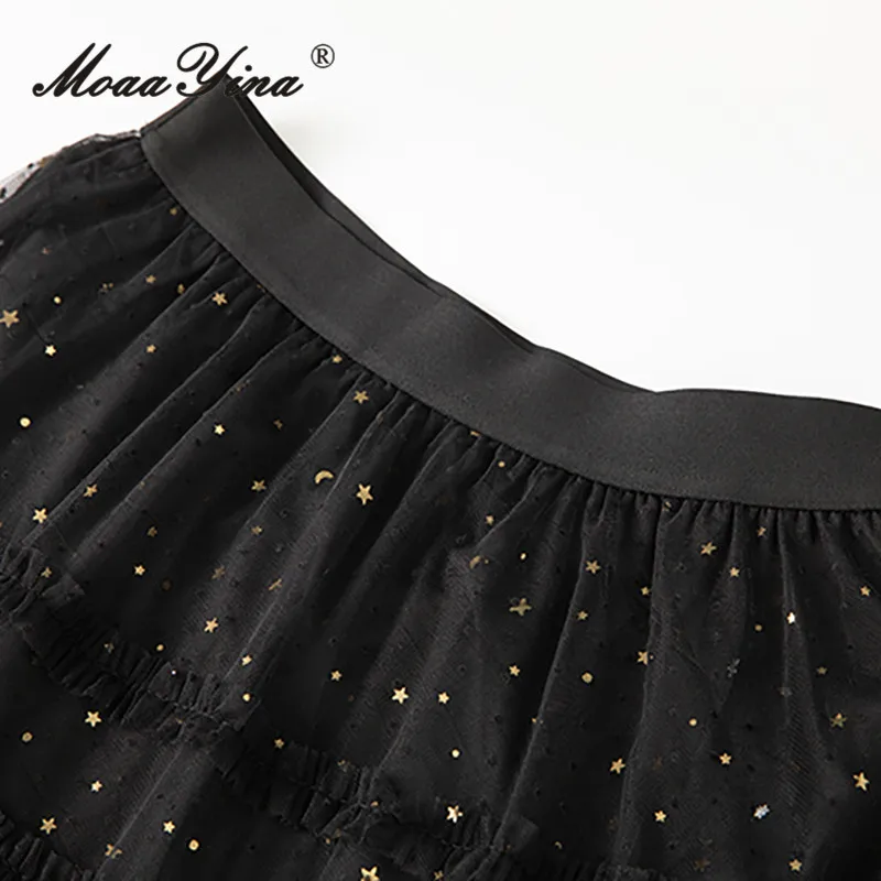 MoaaYina Mode Herbst Und Winter frauen Linie Pailletten Einreiher Top + Rüschen Rand Pailletten Unten Rock Zwei-stück Set