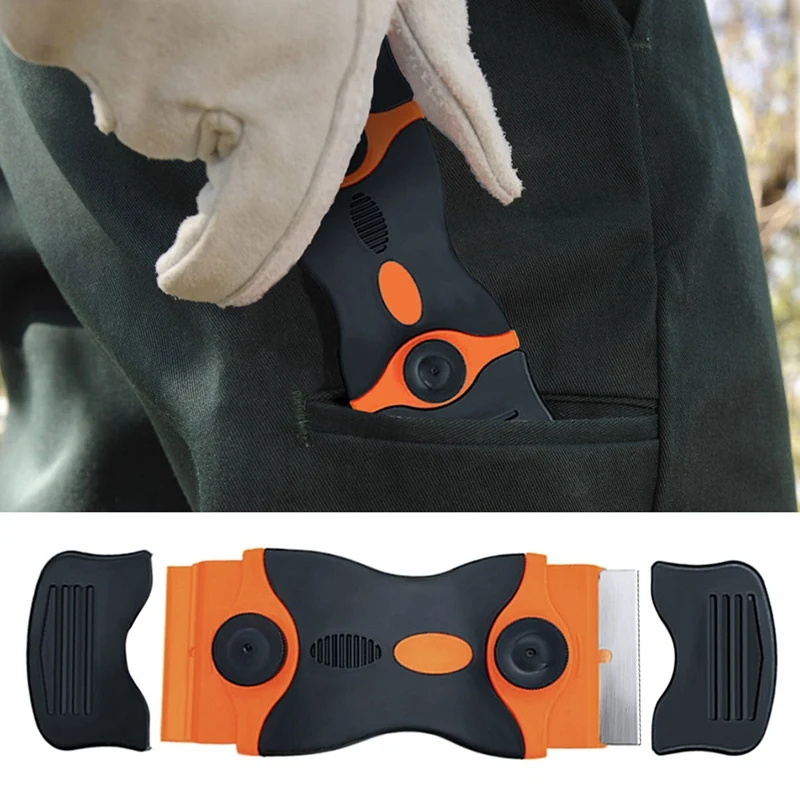 1 Pcs Double Edged Glass Ceramic Hob Scraper With 40 Pack Scraper Blades,For Remove Label,Paint,Caulking,Car Windows